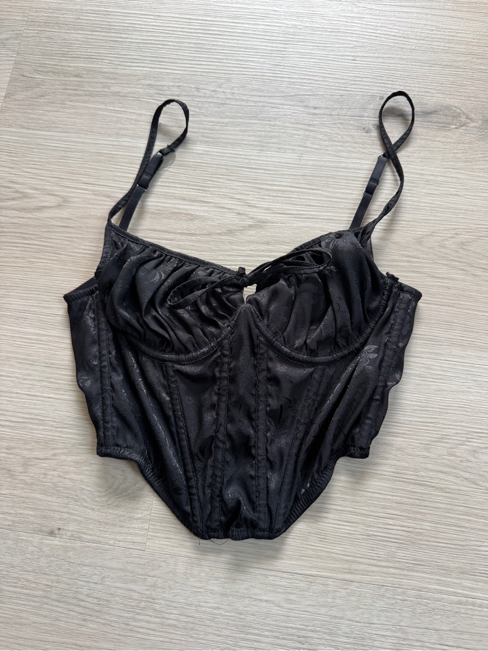 Urban Outfitters Out From Under Black Floral Corset Top Women’s Size Small